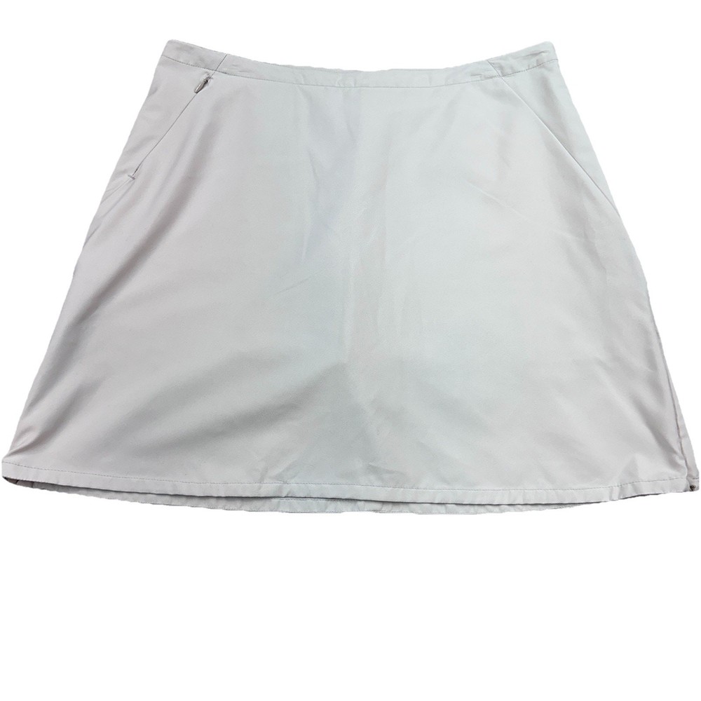 Patagonia Duway Flat Front Size 12 Skort Womens Tan Khaki Zippered Sides Hiking