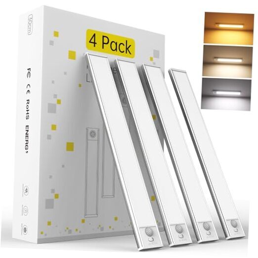 Under Cabinet Lighting,3 Temps Dimmable LED Rechargeable Battery 11.8inch