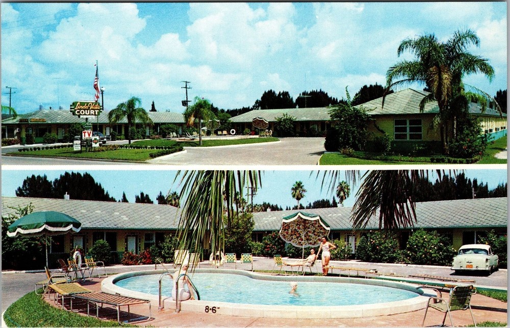 St Augustine FL-Florida, Linda Vista Court, Pool, Vintage Postcard