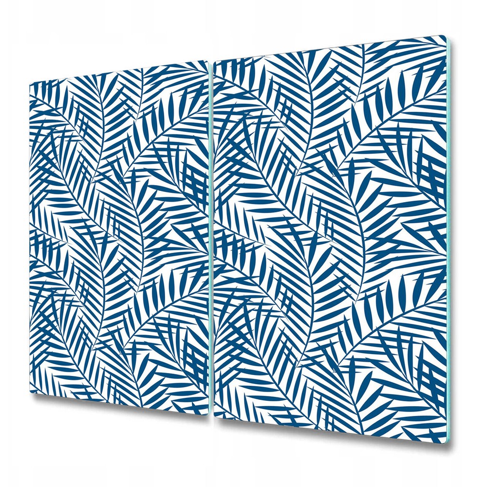 Glass Surface Protector Blue Tropical Watercolour feather geometric leaves