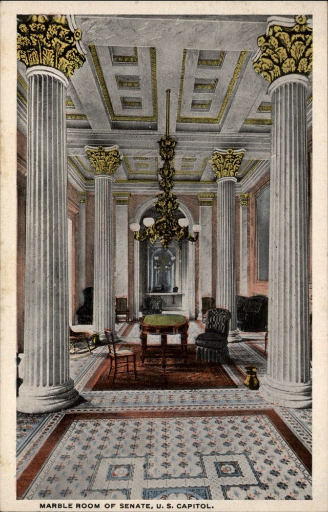 Senate Marble Room US Capitol Washington DC columns ~ 1920s vintage postcard
