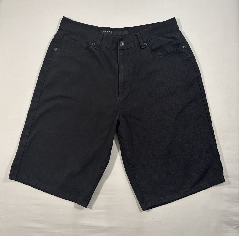 Rocawear Men's W36 Black Jorts / Jean Shorts 100% Cotton 12.5 inch Inseem