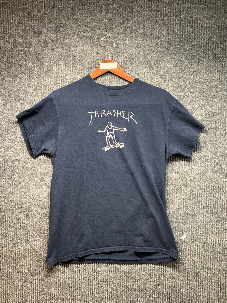 Thrasher T Shirt Mens Medium Navy Blue Stick Figure Y2K Skater Grunge Graphic