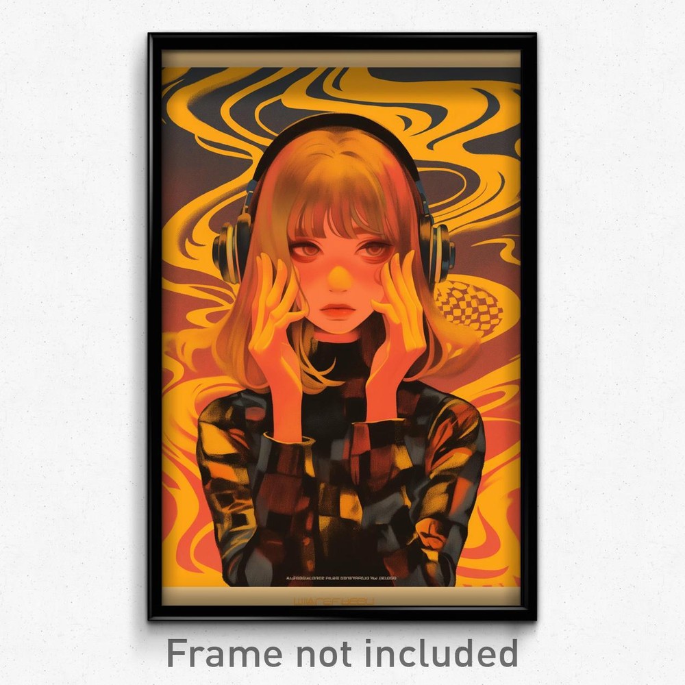 Distracted Girl with Noisy Headphones German Movie Art Print