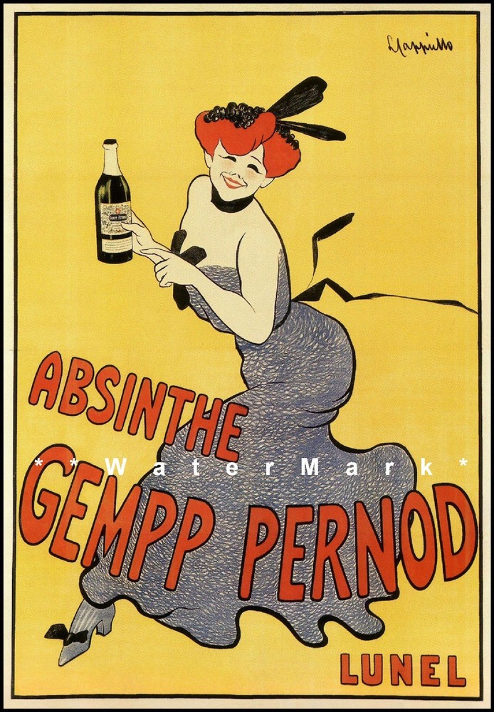 Vintage 1903 Pernod Absinthe Poster Cappiello Art Advert with Dancing Lady-image