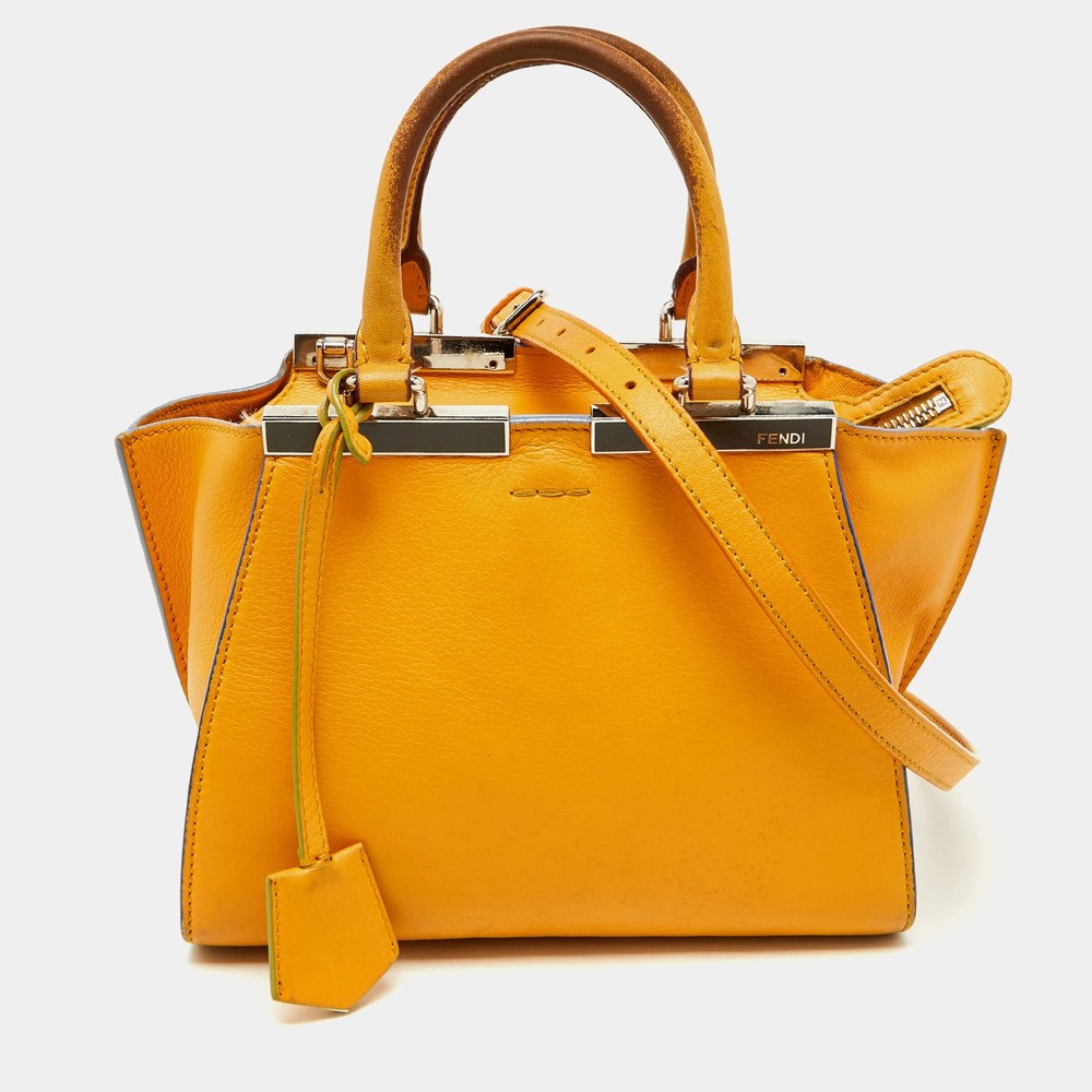 Fendi 3Jours Medium Yellow Leather Totes Bag