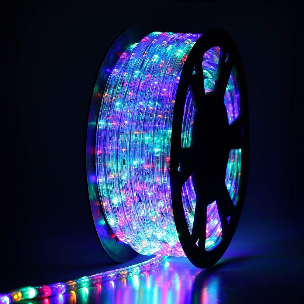 100Ft Waterproof LED Rope Lights - Cuttable Connectable Outdoor String Lights for Patio Garden Decor