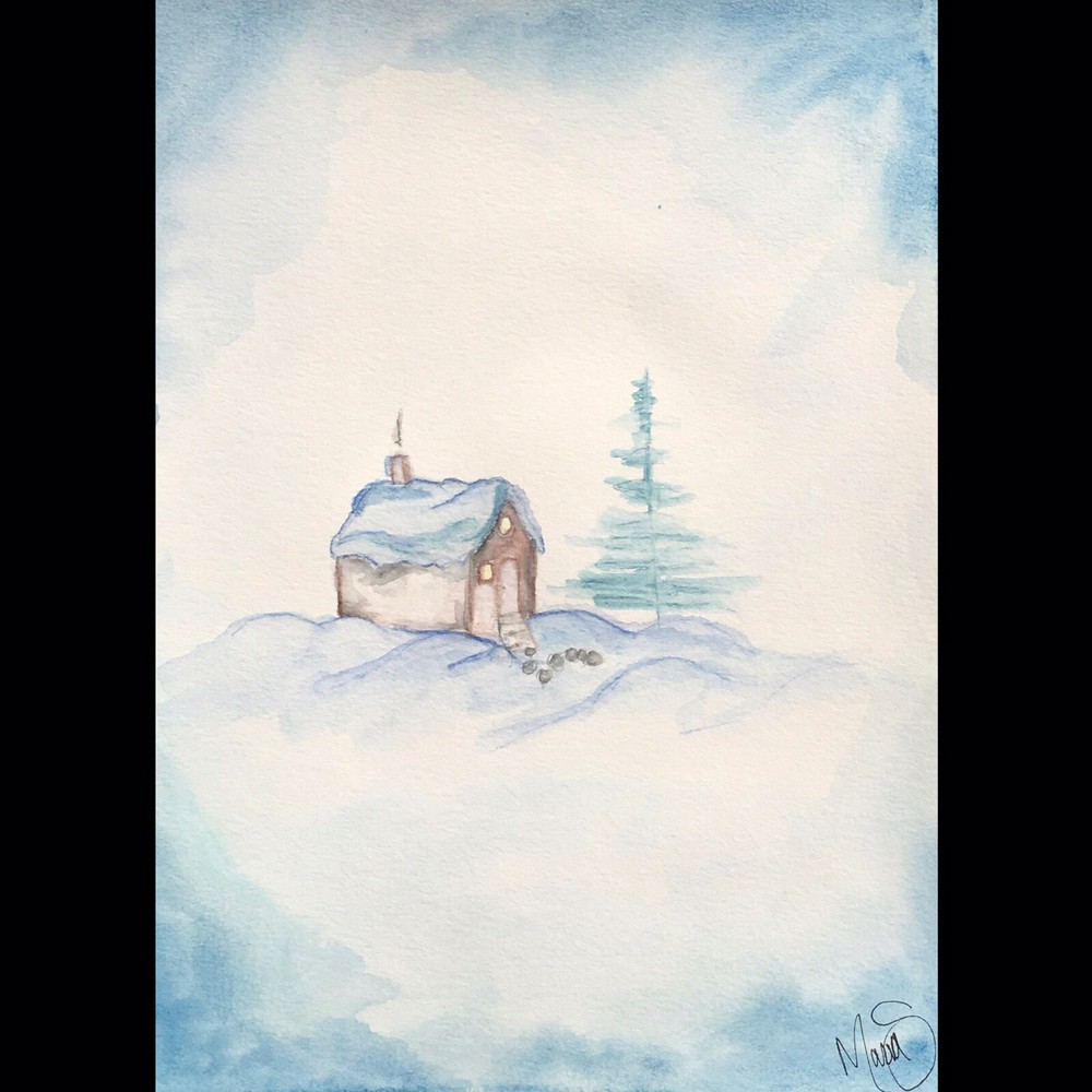 Maria Scalf Home House Landscape ORIGINAL PAINTING Watercolor 9x12 Expressionism