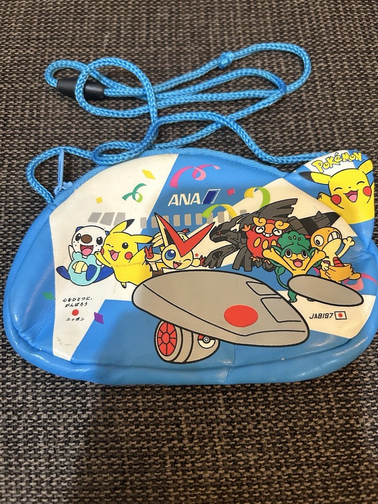 Pokemon ANA Black And White Small Zipper Bag With Strap Very Rare