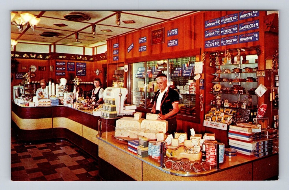 Wilmot OH-Ohio, Alpine Alpa Chalet Cheese Store, Interior Shop, Vintage Postcard