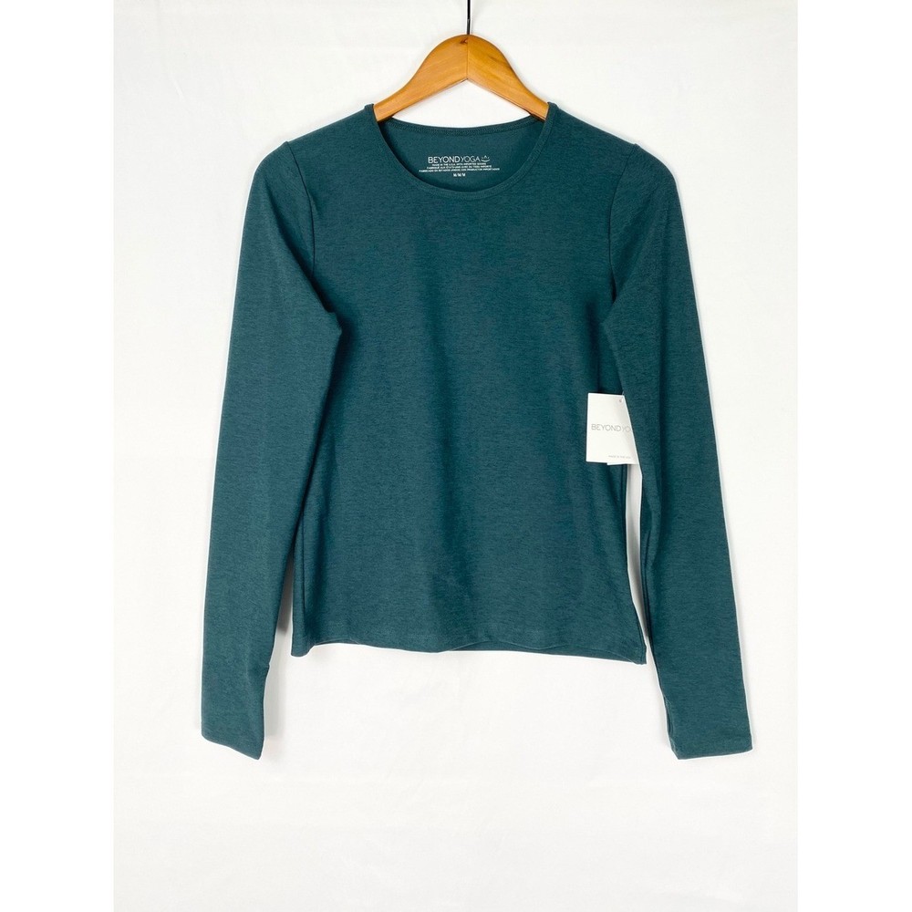 New Beyond Yoga Spacedye Classic Crew Pullover Top Size Medium Green