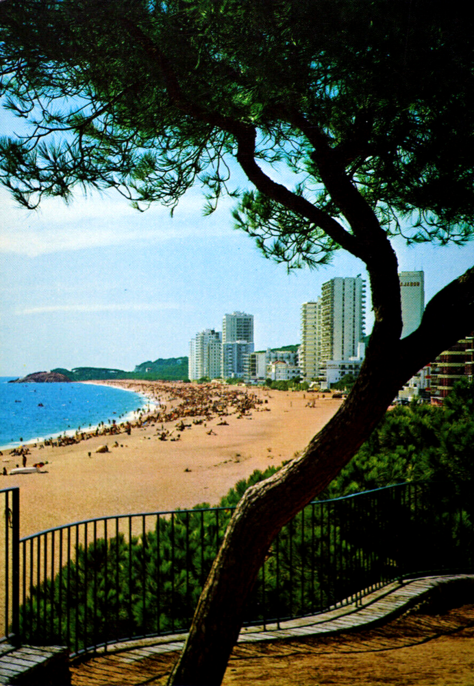 Postcard Spain Catalonia Costa Brava Playa de Aro Platja d'Aro Sea Coastal Town