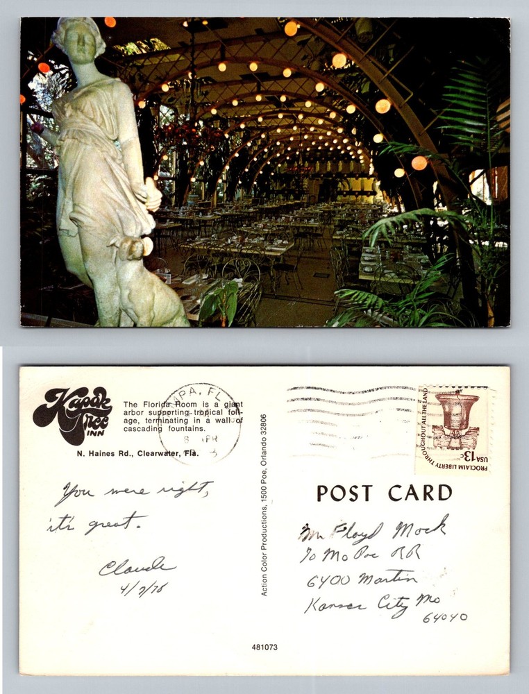 Clearwater, FL-Florida, Kapok Tree Inn Florida Room Dining Vintage Postcard
