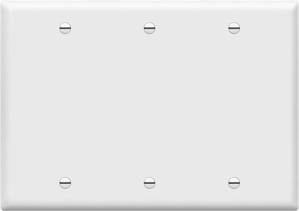 Blank Device Wall Plate, Blank Outlet Cover, Gloss Finish, Standard Size 3-gang