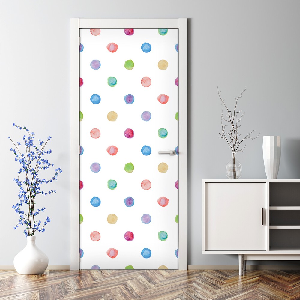 Pastel Polka Dot Girly Bubble Door Sticker Decal for Home Decor  