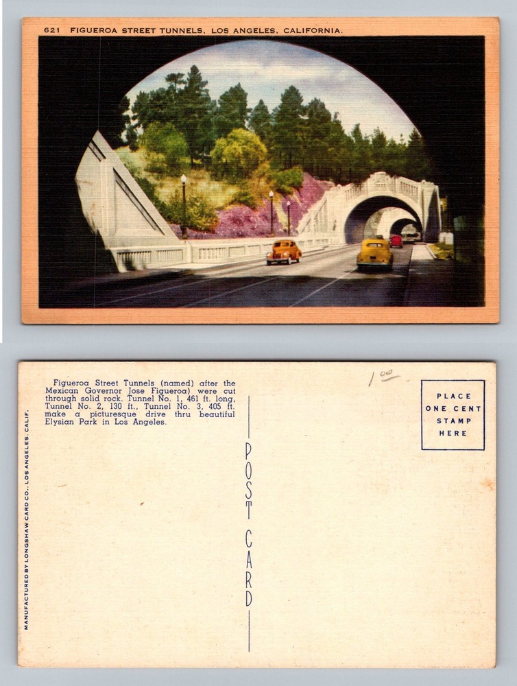 Los Angeles, CA-California Figueroa Street Tunnels Elysian Park Vintage Postcard