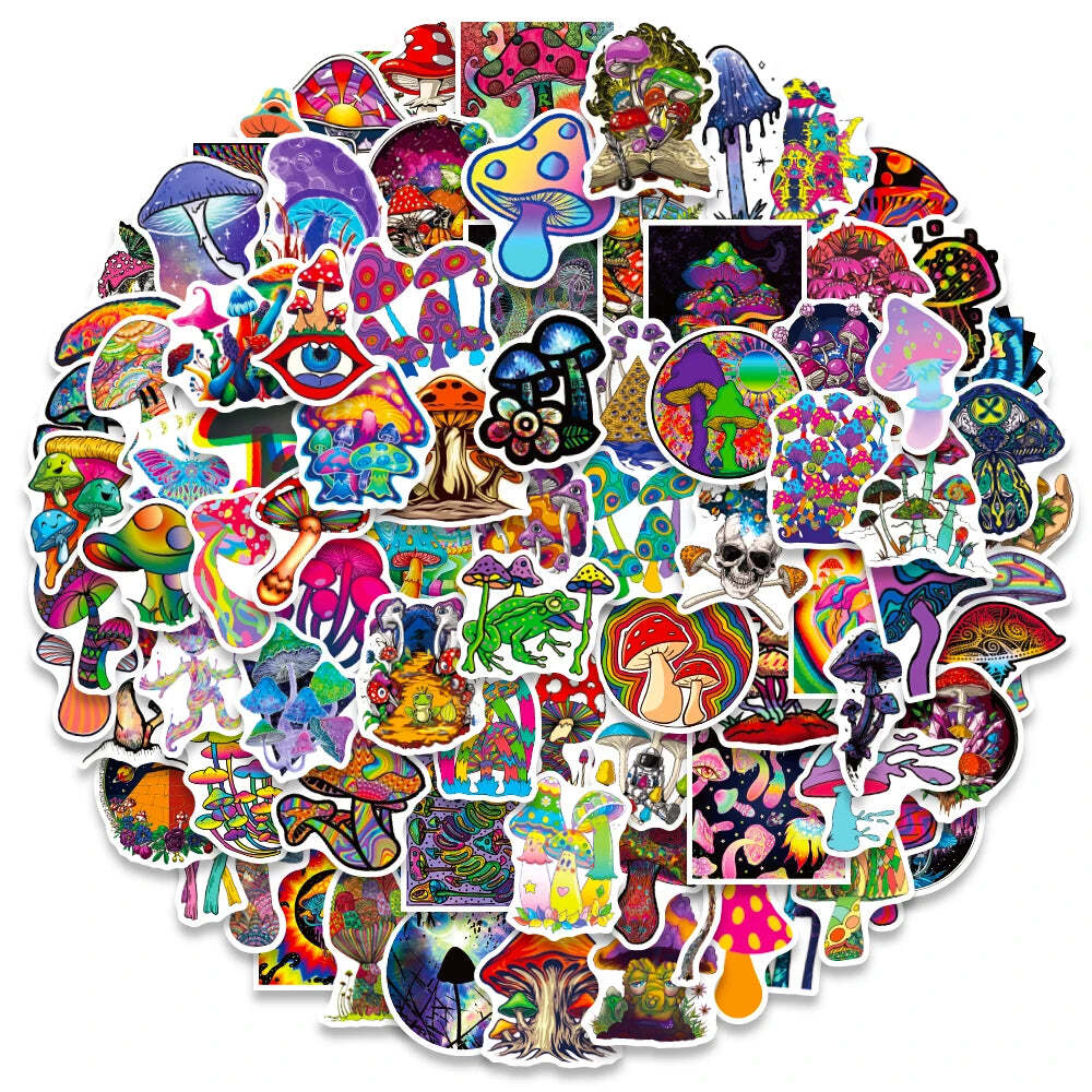 50/100PCS Psychedelic Mushroom Graffiti Stickers for Laptop Motorcycle Skateboar