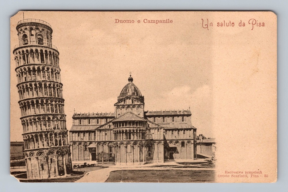 Italy- Pisa Tuscany Cathedral & Leaning Bell Tower Postal Old Vintage Postcard