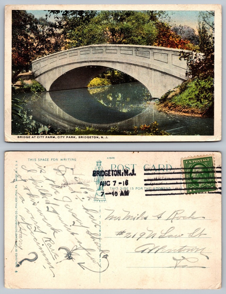 Bridge City Park Bridgeton NJ Postcard