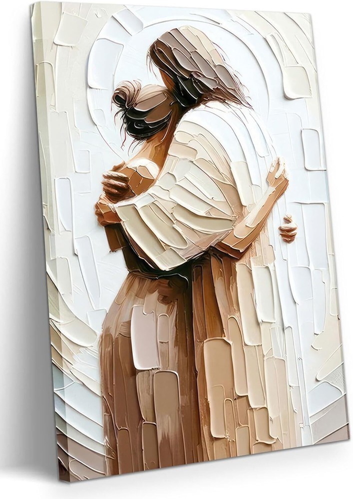 Jesus Embracing Woman Canvas Wall Art, Safe 12x16 in, protects