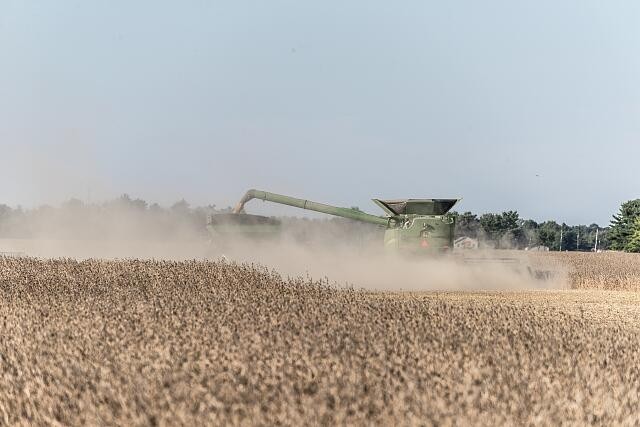 Photo:Carroll County Indiana 2016 Harvesting Soybeans Combine Dust Field