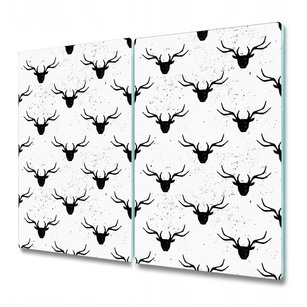 Glass Chopping Cutting Board Worktop Saver Deer head black and white 2x30x52
