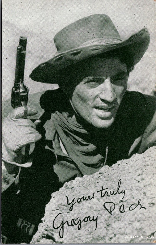 Gregory Peck Mutoscope Card Cowboy Revolver Signed Photo Postcard