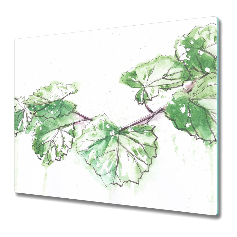 Glass Chopping Board Vine With Leaves Drawn Nature Leaves Wine Painting 60x52