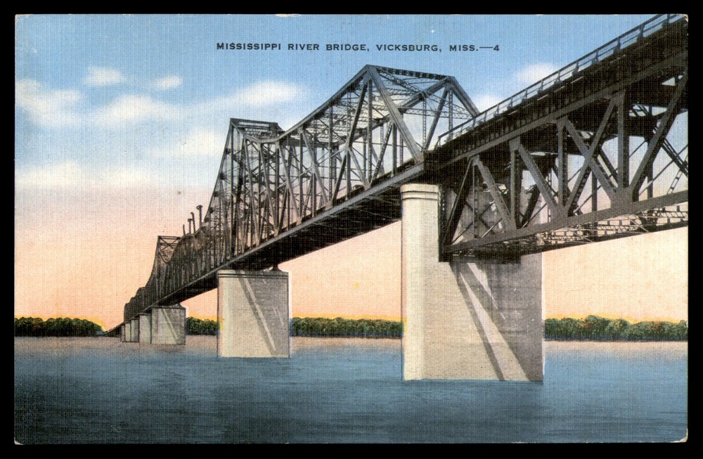 Postcard Mississippi River Bridge, Vicksburg, MS