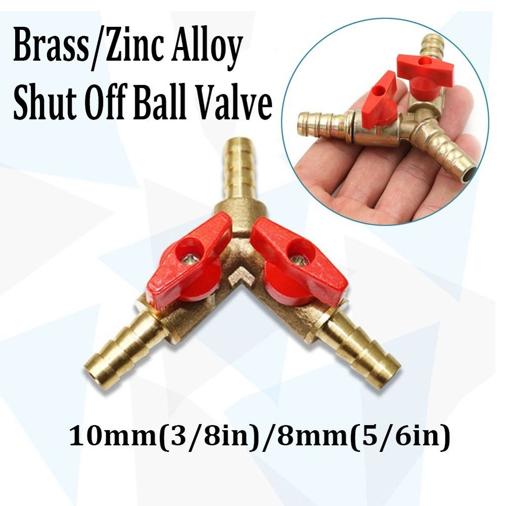Premium 3 Way Shut off Ball Valve for 8mm Fitting Hose Barb Fuel Gas Clamp Tee