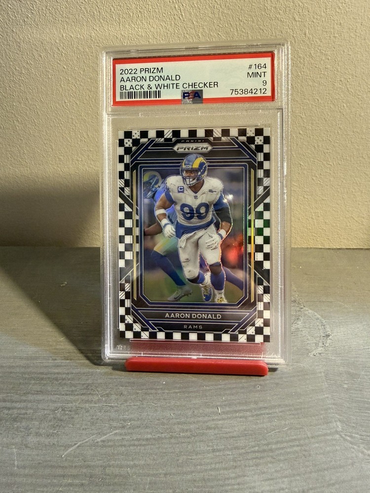 2022 Panini Prizm - Aaron Donald #164 Black & White Checker Prizm PSA 9