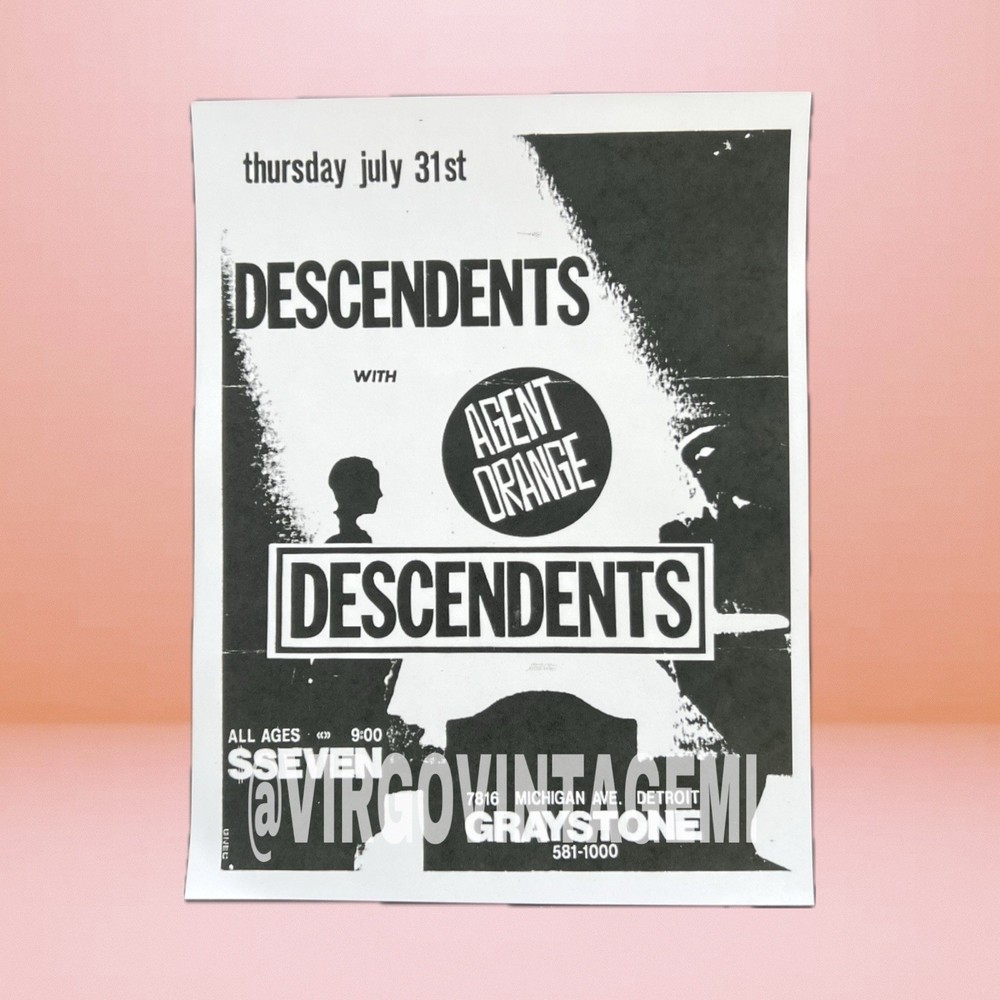 Descendents & Agent Orange Concert Flyer (July 31, 1986 - Graystone In Detroit)