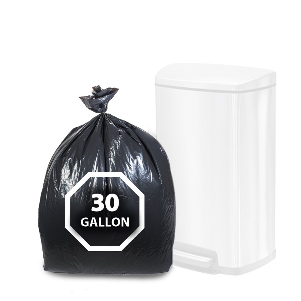 Black Trash Bags 30 Gallon, 100 Count, Black Garbage Bag, Heavy Duty Kitchen ...