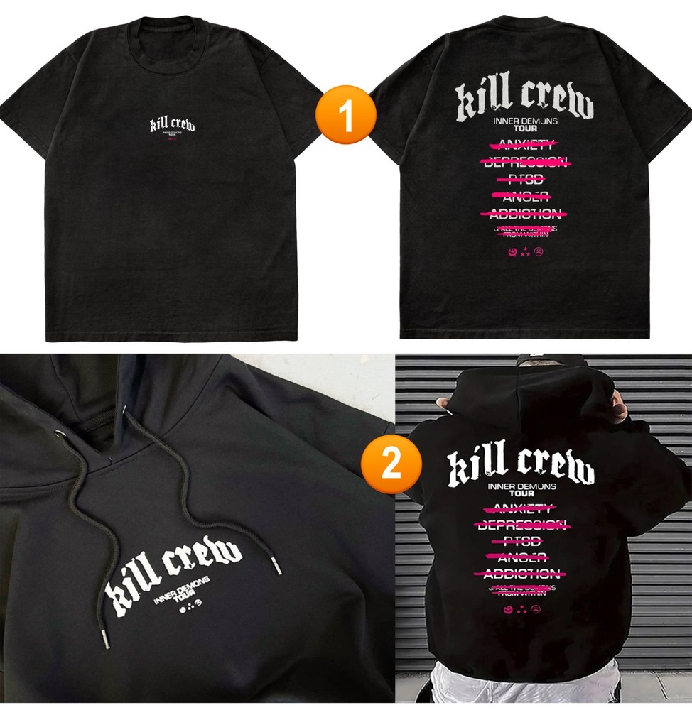 SALE! Kill Crew Inner Demons Tour Graphic T-Shirt OR Hoodie 2SIDES