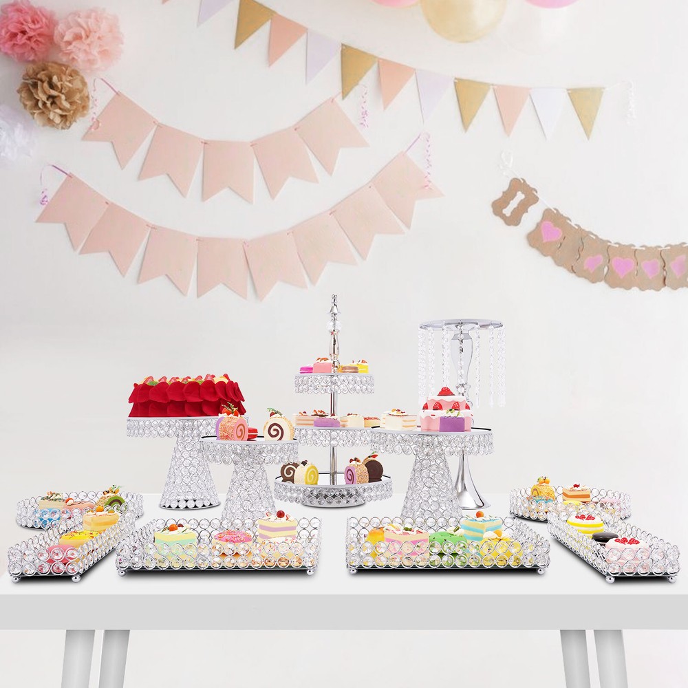 11-Piece Set Cake Stands Round Cupcake Stands,Metal For Wedding Brithday Party