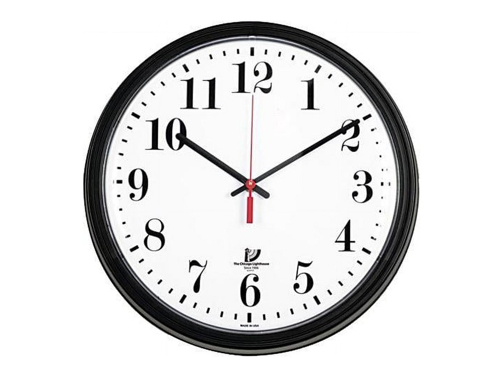 13.75 inch total diameter 1 AA black quartz contract clock - black case