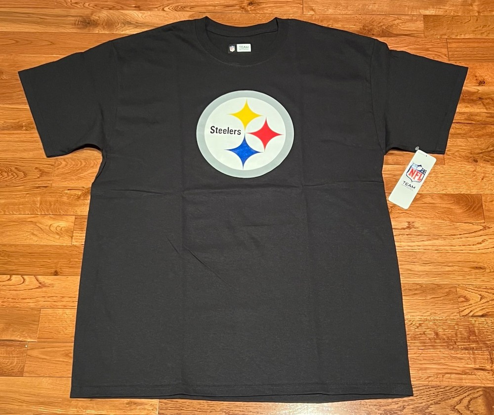 NFL Team Apparel Mens T-shirt Pittsburgh Steelers Short Sleeve Black Large NWT