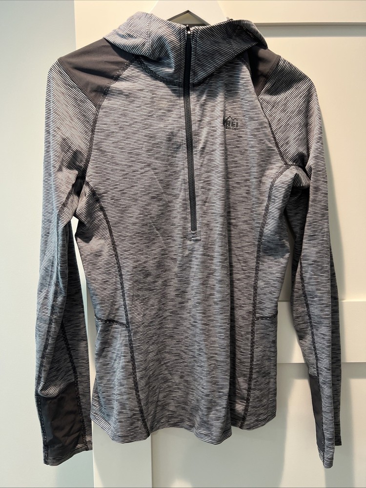 REI Women’s Activewear Half Zip Hooded Long Sleeve Top Gray M