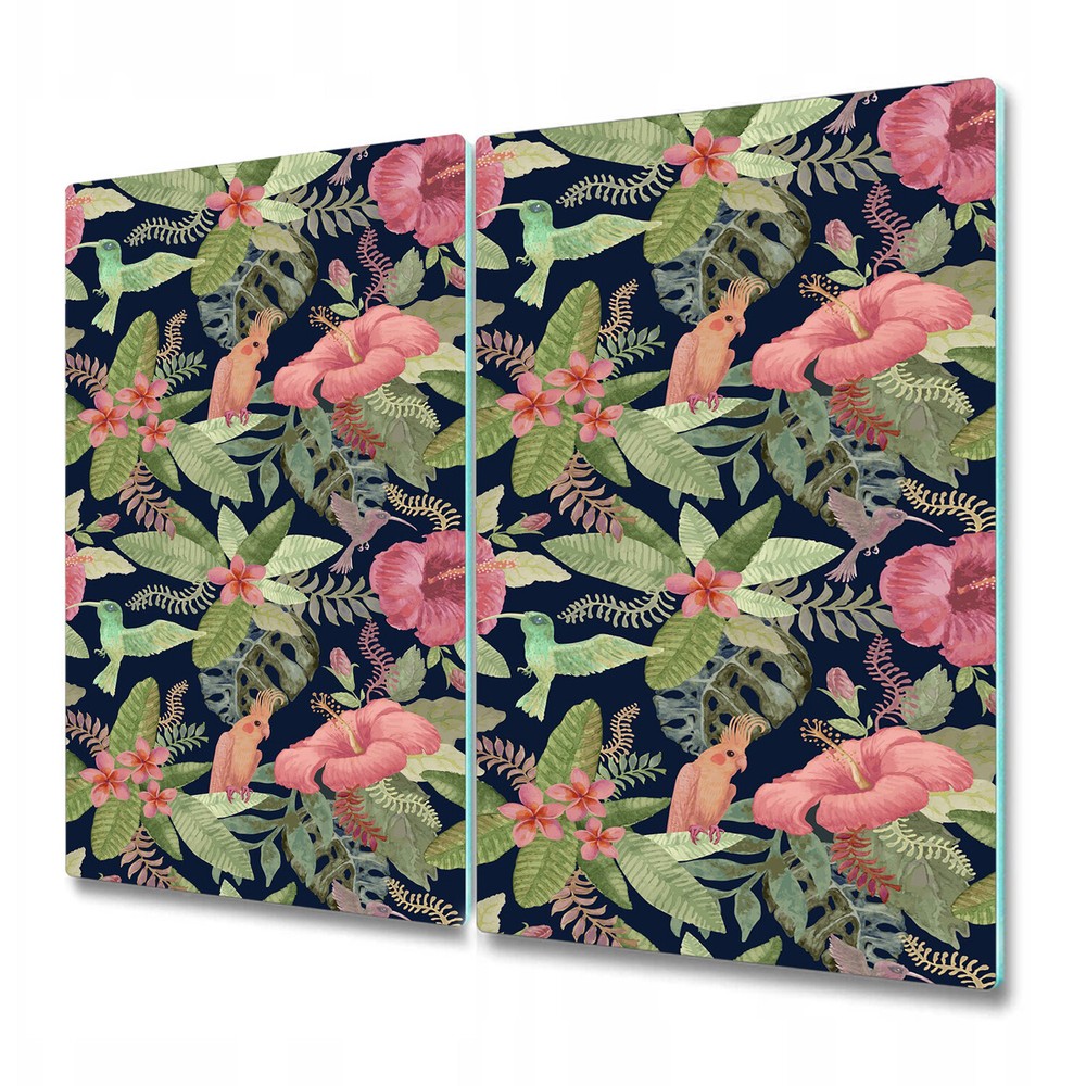 Glass Cutting Board Parrot in Jungle Exotic Flowers & Birds Tropical 2x30x52