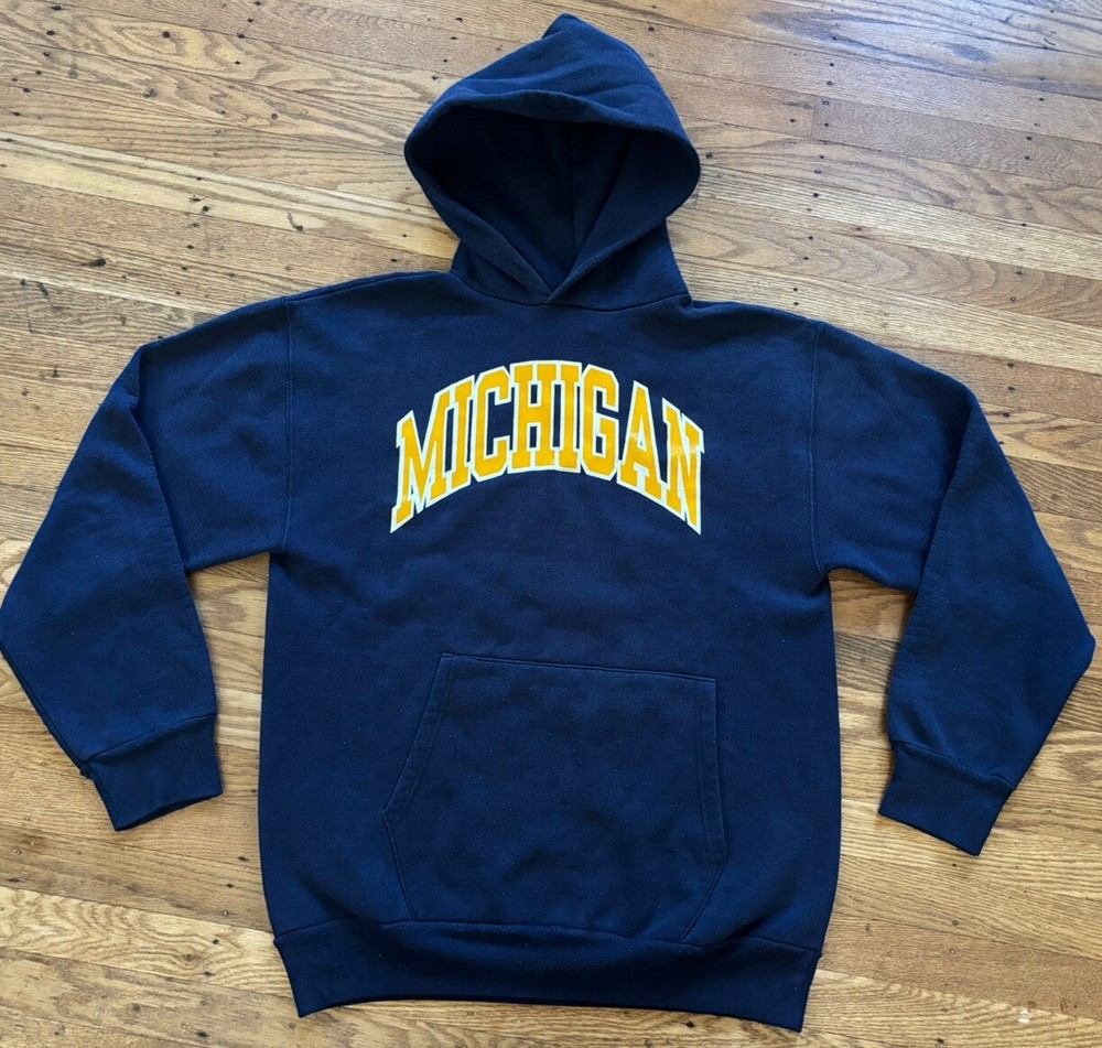90s Vintage BIKE Heavyweight Univ Of MICHIGAN hoodie,made USA .Large