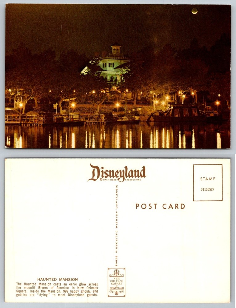 Disneyland Haunted Mansion New Orleans Square Night Vintage Postcard