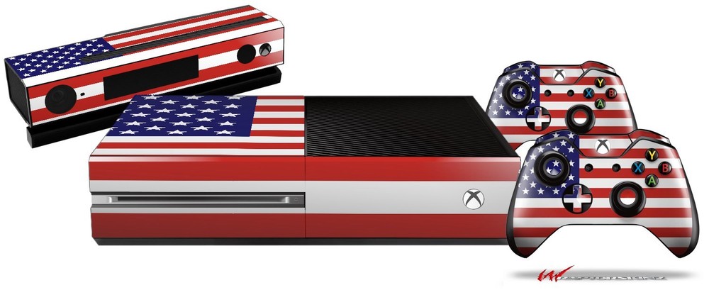 USA American Flag 01 Skin Set fits XBOX One Console Controllers