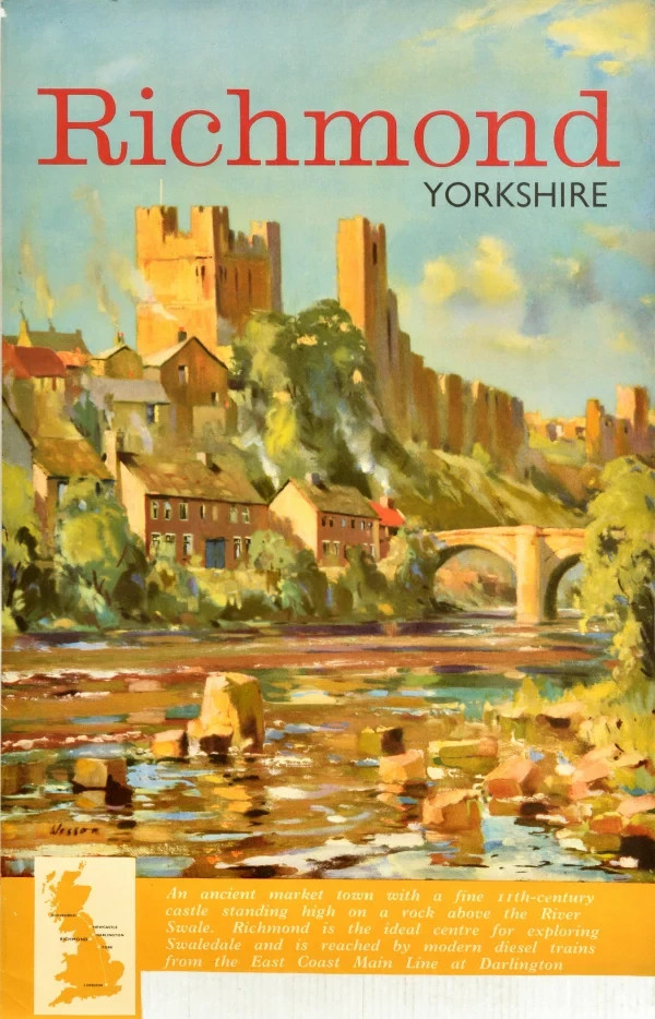 Richmond Yorkshire British Rail England Vintage Travel Poster Print
