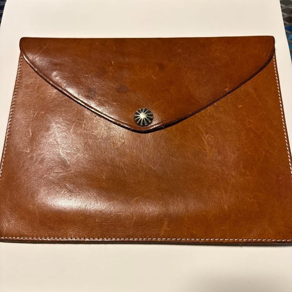 RRL Ralph Lauren Concho Clutch Bag Vintage Leather Brown Men's Double RL gifrt