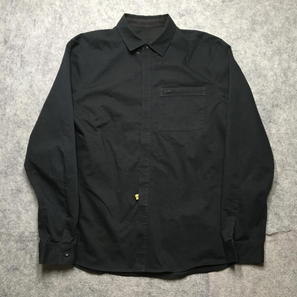 Lululemon Shirt Mens XL Black Solid Long Sleeve Button Up Woven Pocket Casual