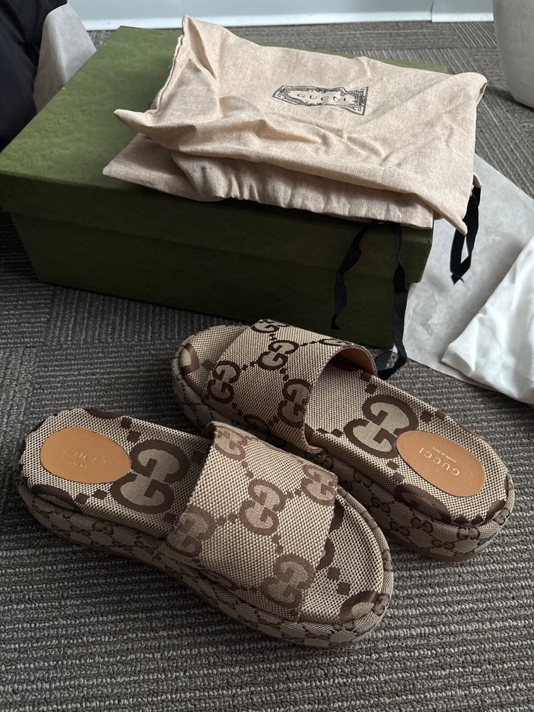 Gucci GG Platform Slide Sandal in Canvas with Iconic Logo