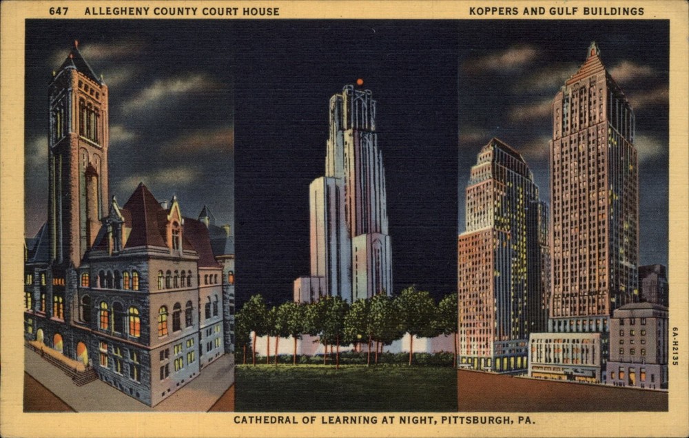 Cathedral of Learning Pittsburgh Pennsylvania vintage postcard w576