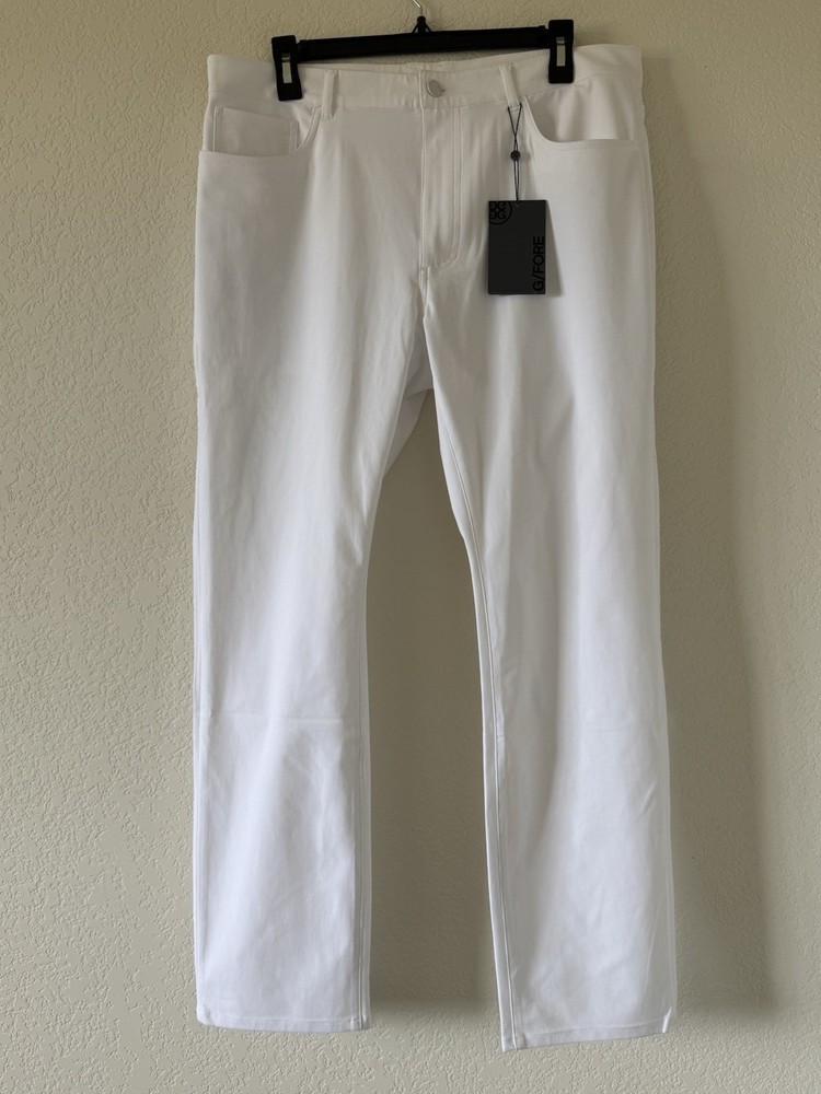 G/Fore Tour 5 Pocket Straight Leg Golf Pants 34x30 Stretch Pants-Snow White