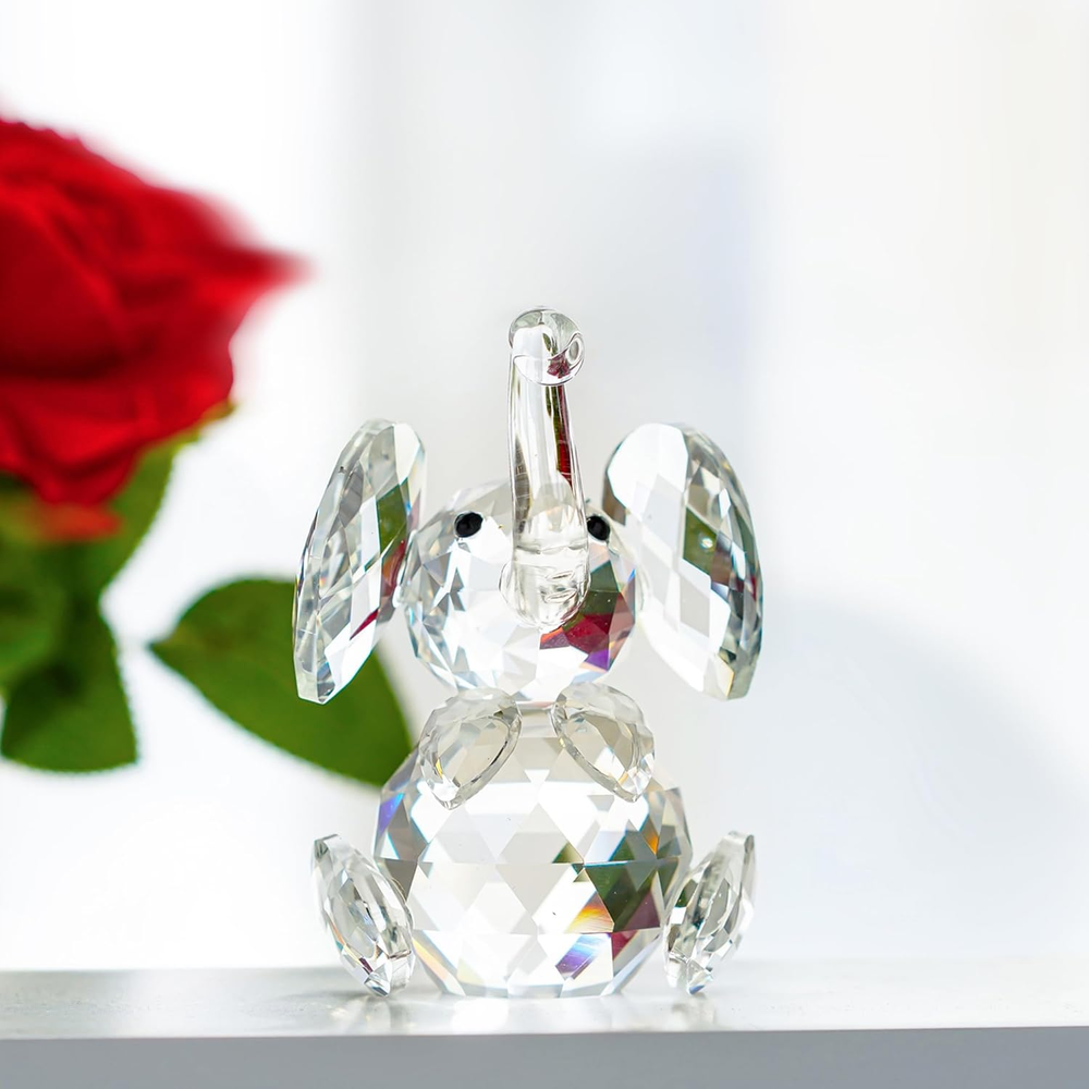 Crystal Cute Elephant Figurine Collection Cut Glass Ornament Statue Collectible