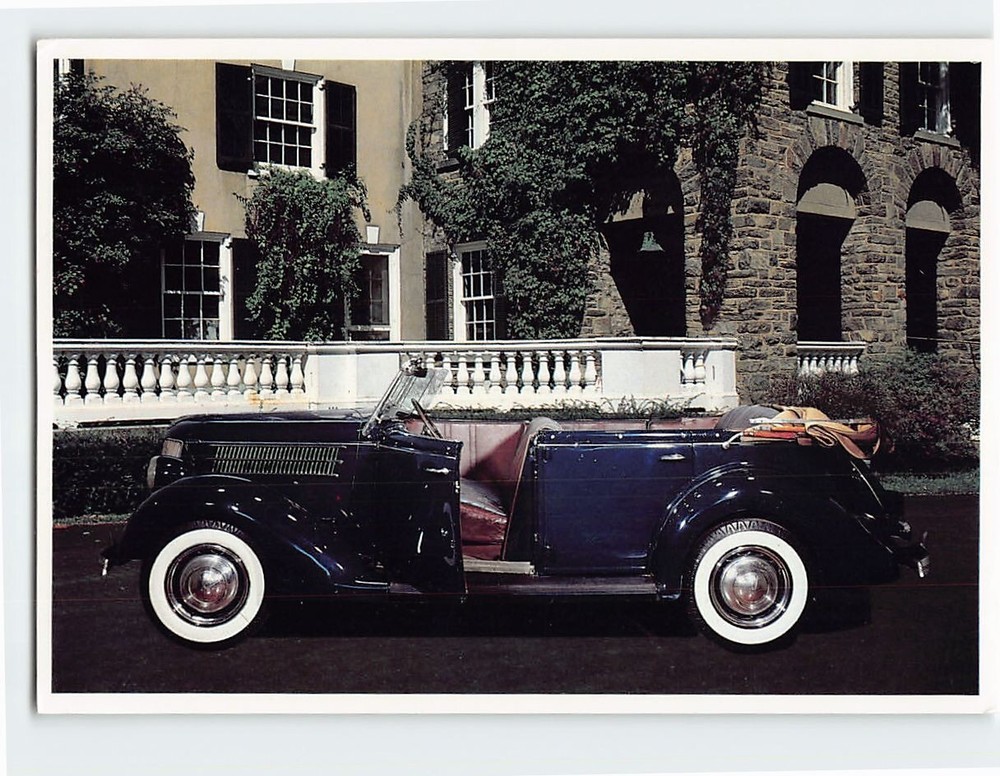 Postcard Home of Franklin D. Roosevelt 1936 Ford Phaeton Hyde Park New York USA
